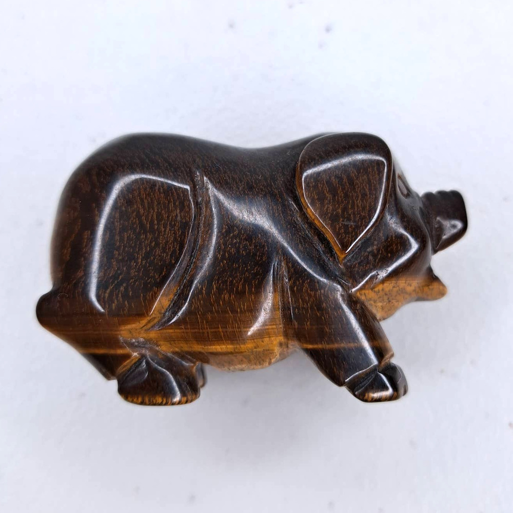Yellow Tiger's Eye Tumbled Carved Pig Crystal